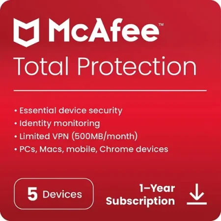 McAfee – Total Protection (5 Device) Antivirus & Internet Security Software